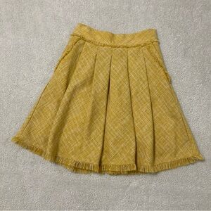 Maeve Yellow Tweed Skirt Pleated Fringe Size 2